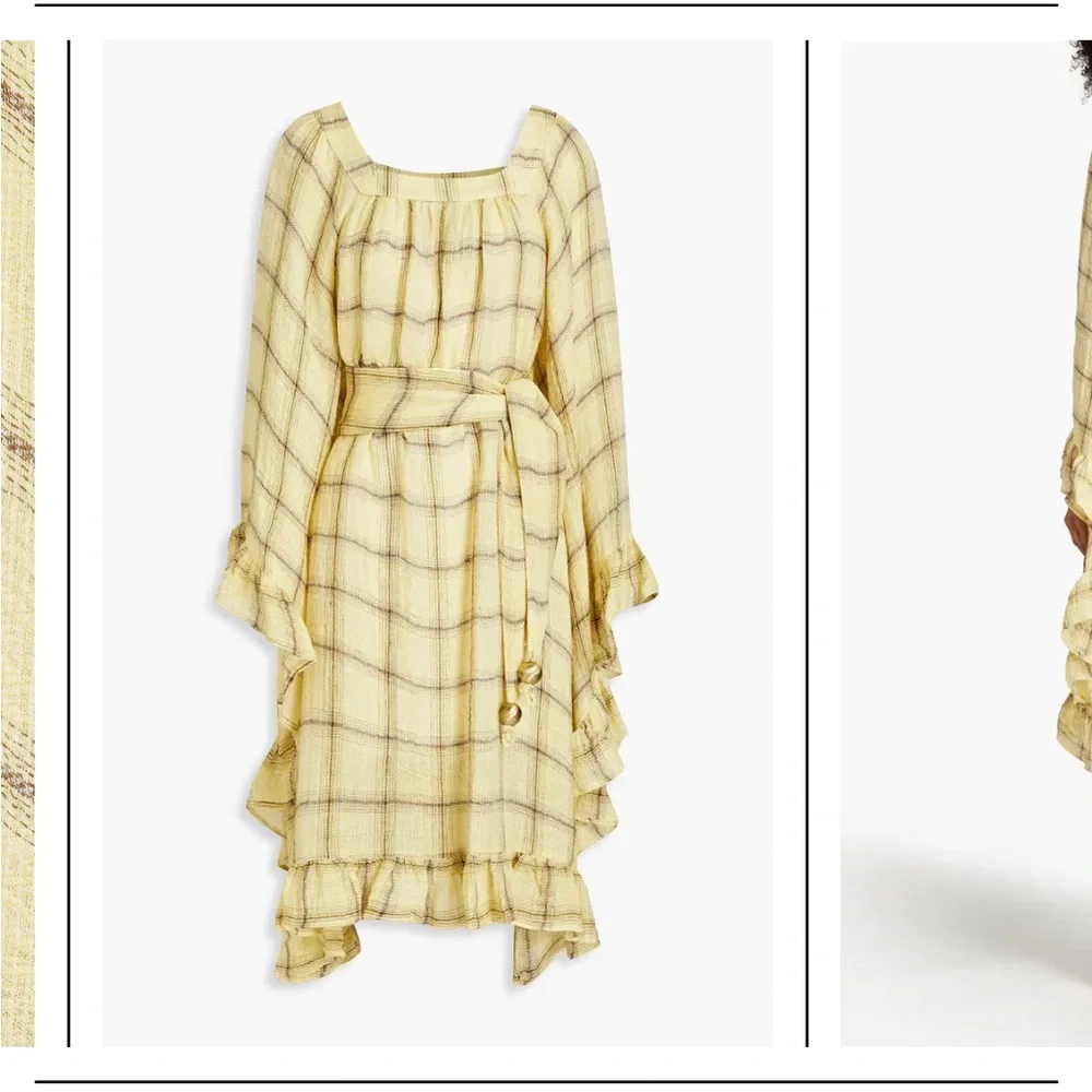 LISA MARIE FERNANDEZ Gathered Checked Linen-Blend Gauze Dress 2 - Picture 14 of 14